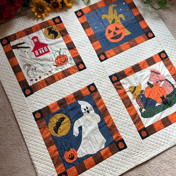 Halloween Applique, Embroidery, and Patchwork Lap Quilt - Picture 2 of 15
